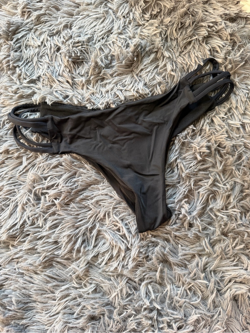 Women's Black Strappy Bikini Bottom - Sleek Swimwear